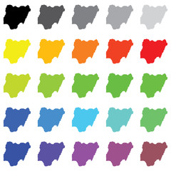 Illustrated Outlines in a variety of colours of the Country of N