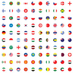 Illustrated Set of World Flags - Round
