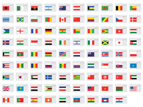 Illustrated Set of World Flags - Tags