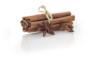 Cinnamon sticks on White