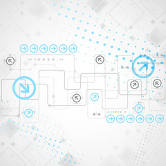 Abstract technological background with various technological ele