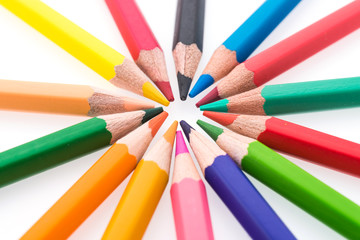 Colorful pencil isolated on white background