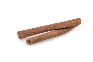 Two Cinnamon sticks on White