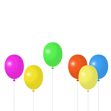Multicolored balloons on a white background