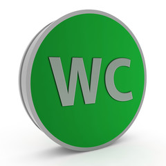 WC circular icon on white background