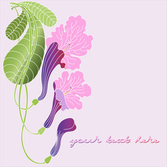 Leaflet with exotic flowers