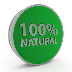 100% natural circular icon on white background