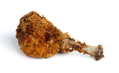 Isolated macro of skinless breaded healthy fried chicken