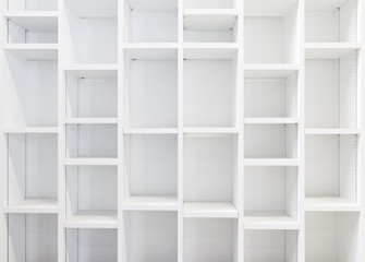 Empty White Bookcase