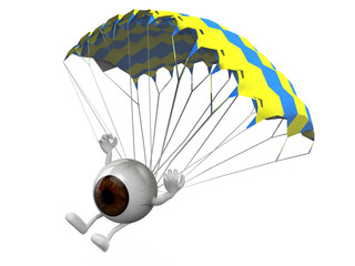 eyeball that is landing with parachute