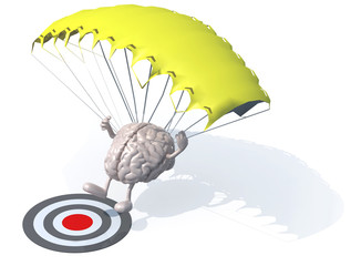 brain that is landing with parachute on a target
