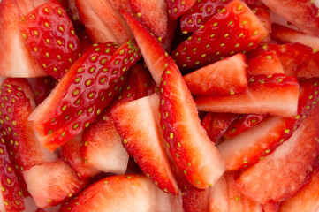 Close up of sliced strawberries