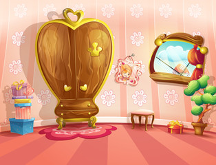 Illustration of princess bedrooms in cartoon style © nearbirds