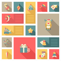 Christmas New Year icon set flat style sweets