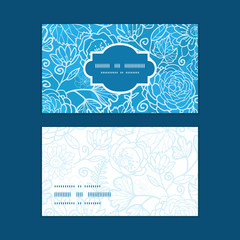 Vector blue field floral texture horizontal frame pattern