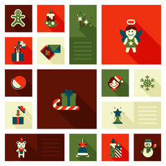 Christmas New Year icon set flat style sweets