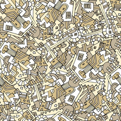 Obraz premium Vector pattern with cartoon urban elements