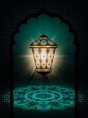 diwali lantern shining over dark background