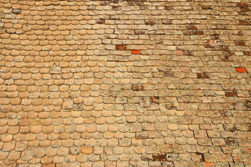 Rooftop tiles on old house