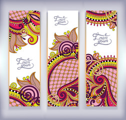 set of decorative flower template banner, card, web design