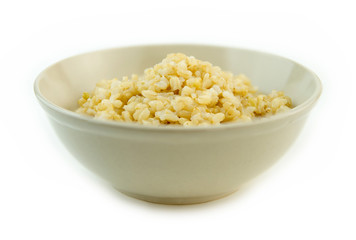 Cooked whole brown rice in a bowl