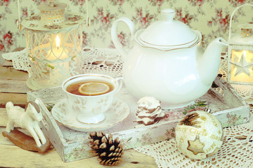christmas tea in retro style