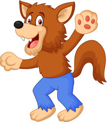 Naklejka premium Smiling cartoon werewolf