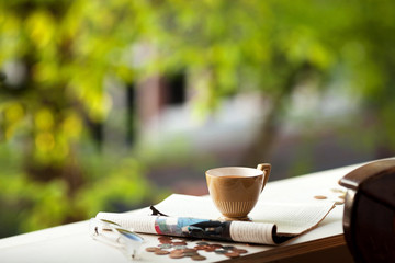 Abstract hand painted watercolor background of warm green and yellow colors 