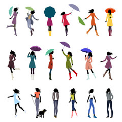 Fototapeta premium Set of color autumn women