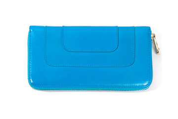 Blue Leather Purse isolated on white