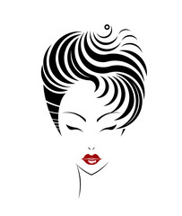 Short hair style icon, logo women face