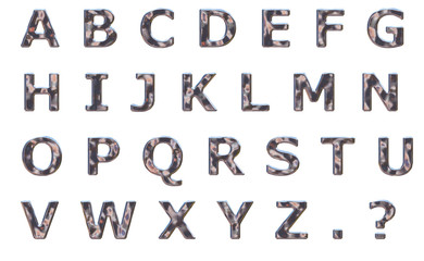 Alphabet Capital Letters in Hammered Chrome