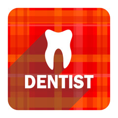 dentist red flat icon isolated