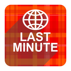 last minute red flat icon isolated