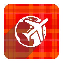 travel red flat icon isolated