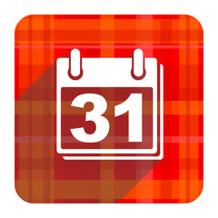 calendar red flat icon isolated