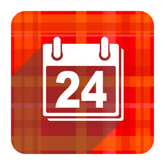 calendar red flat icon isolated