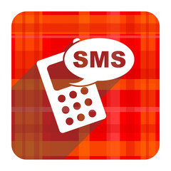 sms red flat icon isolated