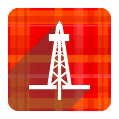 drilling red flat icon isolated