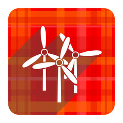 windmill red flat icon isolated