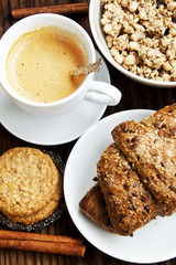 Breakfast with Coffee,Croissant and Crunchy Musli