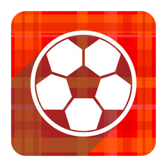soccer red flat icon isolated