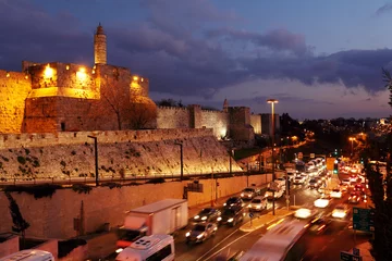 Foto auf Leinwand Walls of Ancient City at Night, Jerusalem © Rostislav Ageev