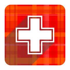pharmacy red flat icon isolated