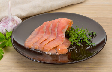 Sliced salmon