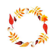 Watercolor leaves frame