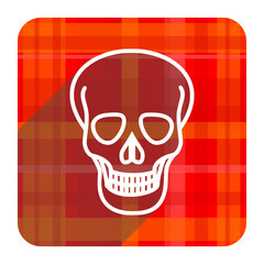 skull red flat icon isolated