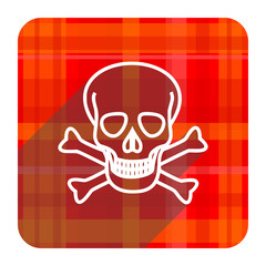 skull red flat icon isolated