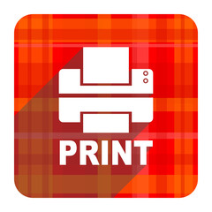 printer red flat icon isolated