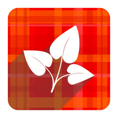 leaf red flat icon isolated